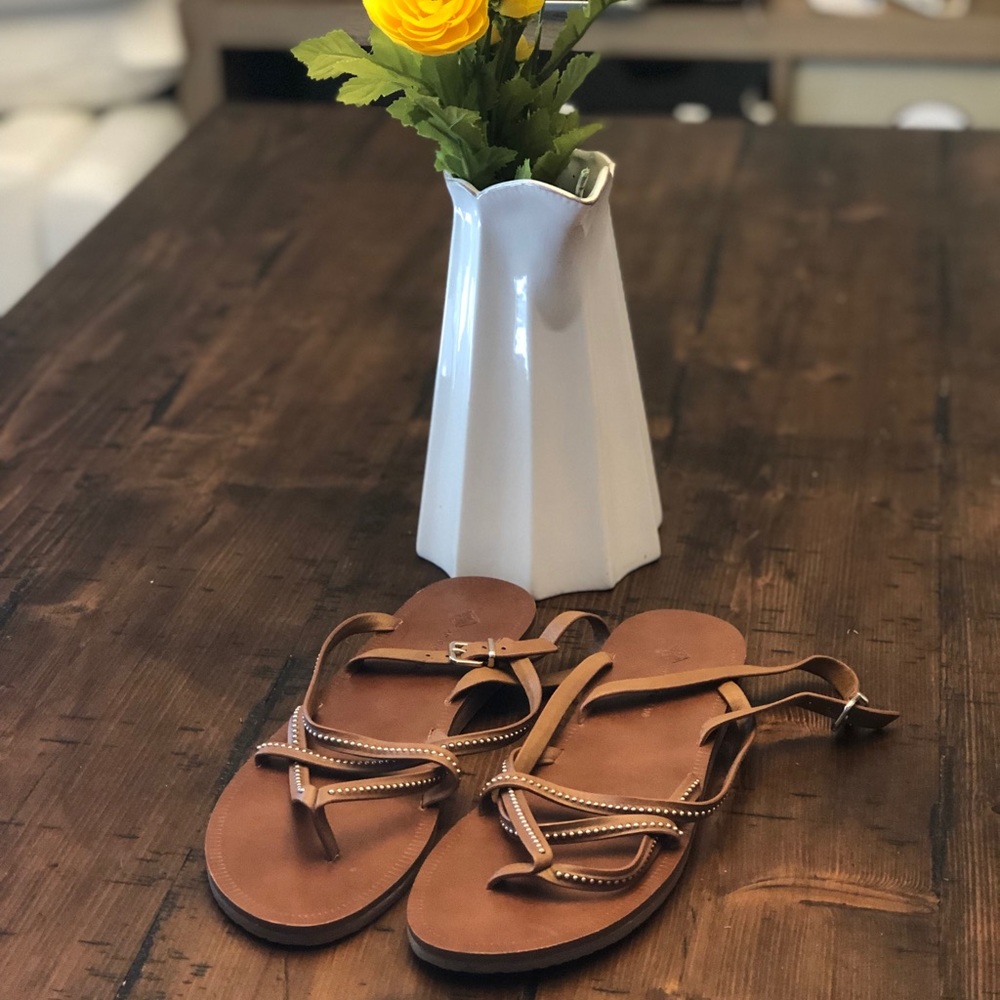 Brown studded sandals